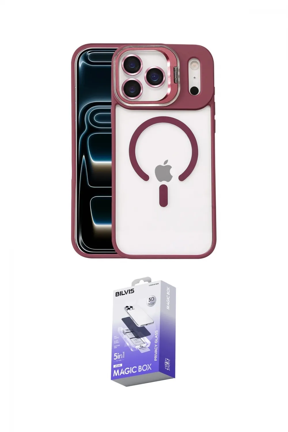 ieg™ iPhone 17 Pro Max Kılıf Yadigar Asil Koleksiyonu - Siyah Bilvis 5in1 5D Magic Hayalet Cam Ekran Koruyucu