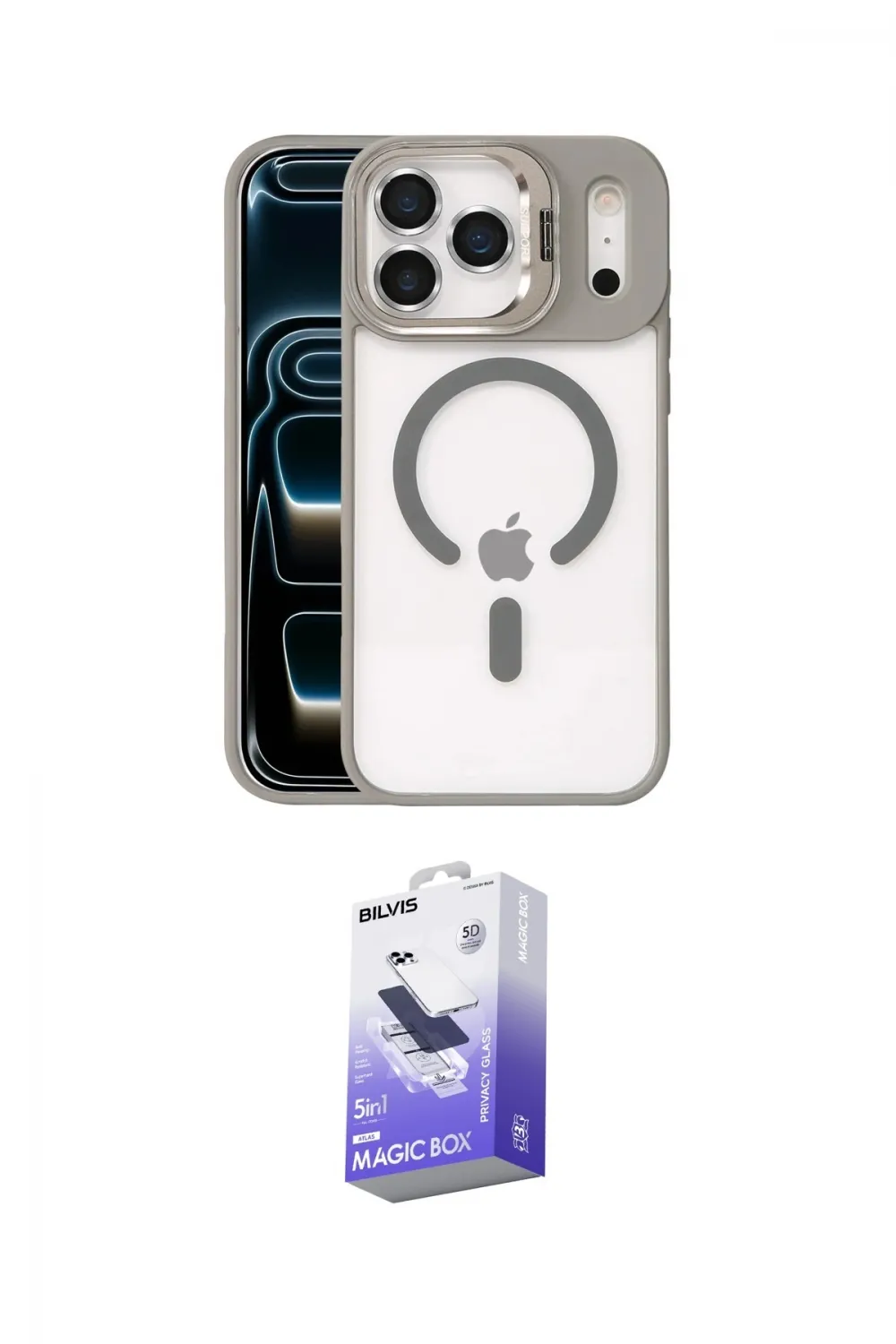 ieg™ iPhone 17 Pro Max Kılıf Yadigar Asil Koleksiyonu - Siyah Bilvis 5in1 5D Magic Hayalet Cam Ekran Koruyucu