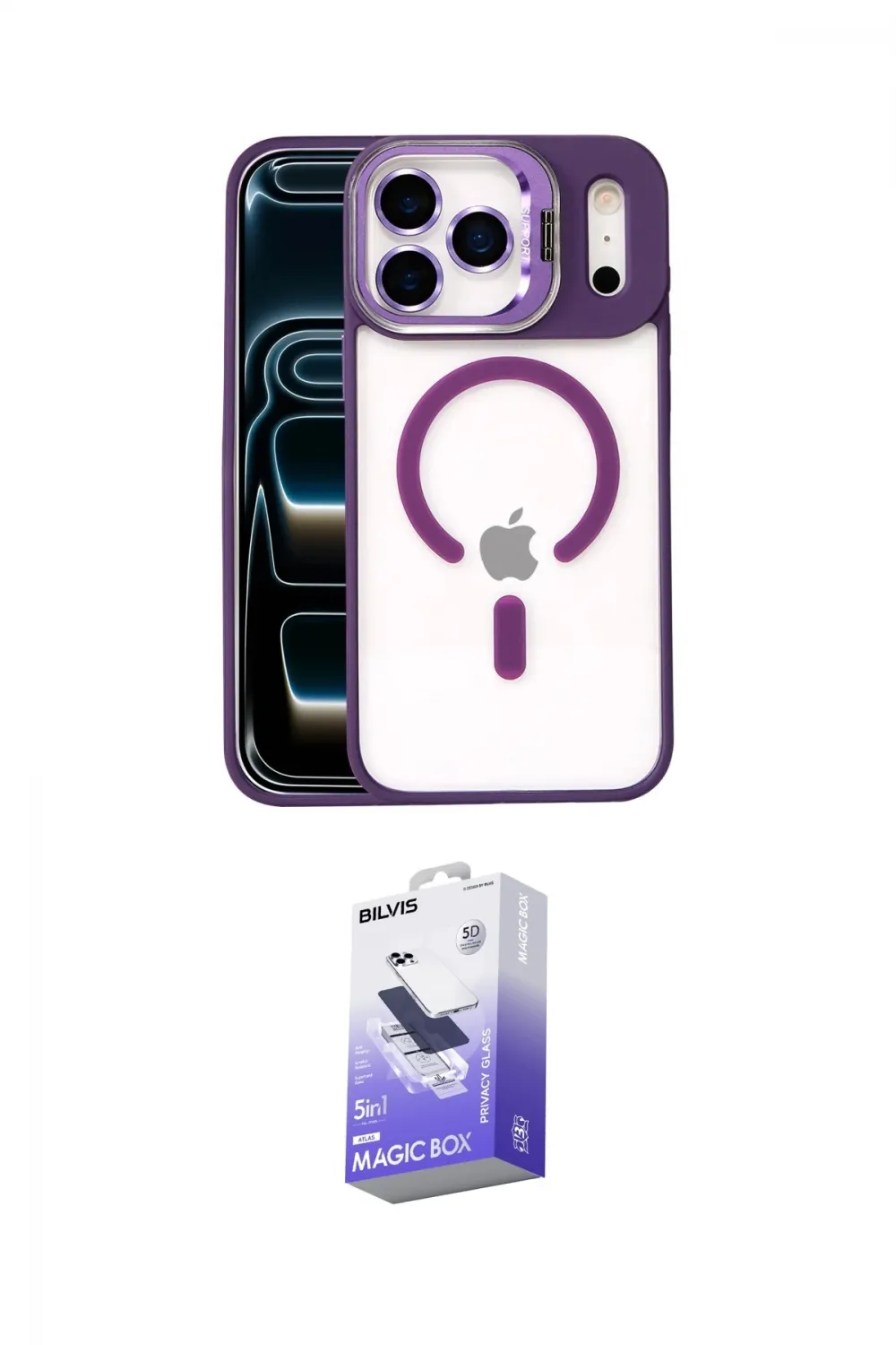 ieg™ iPhone 17 Pro Max Kılıf Yadigar Asil Koleksiyonu - Siyah Bilvis 5in1 5D Magic Hayalet Cam Ekran Koruyucu