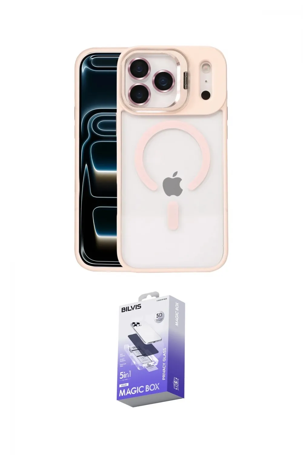 ieg™ iPhone 17 Pro Max Kılıf Yadigar Asil Koleksiyonu - Siyah Bilvis 5in1 5D Magic Hayalet Cam Ekran Koruyucu