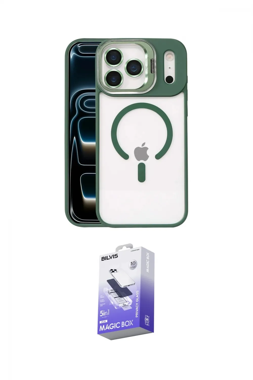 ieg™ iPhone 17 Pro Max Kılıf Yadigar Asil Koleksiyonu - Siyah Bilvis 5in1 5D Magic Hayalet Cam Ekran Koruyucu