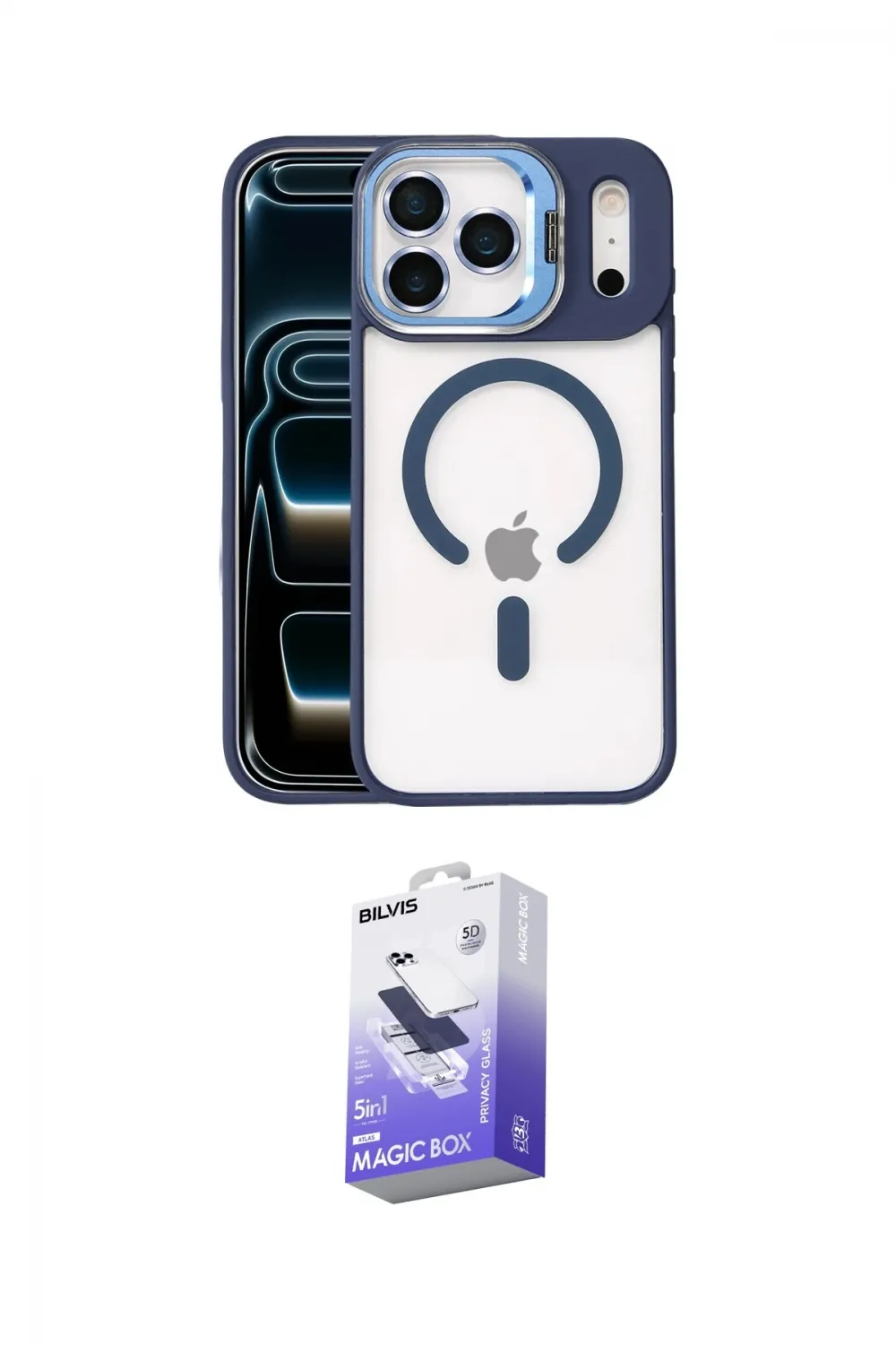 ieg™ iPhone 17 Pro Max Kılıf Yadigar Asil Koleksiyonu - Siyah Bilvis 5in1 5D Magic Hayalet Cam Ekran Koruyucu