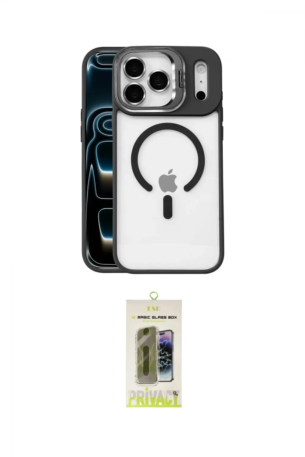 ieg™ iPhone 17 Pro Max Kılıf Yadigar Asil Koleksiyonu - Siyah Joko Magic 5D Hayalet Cam