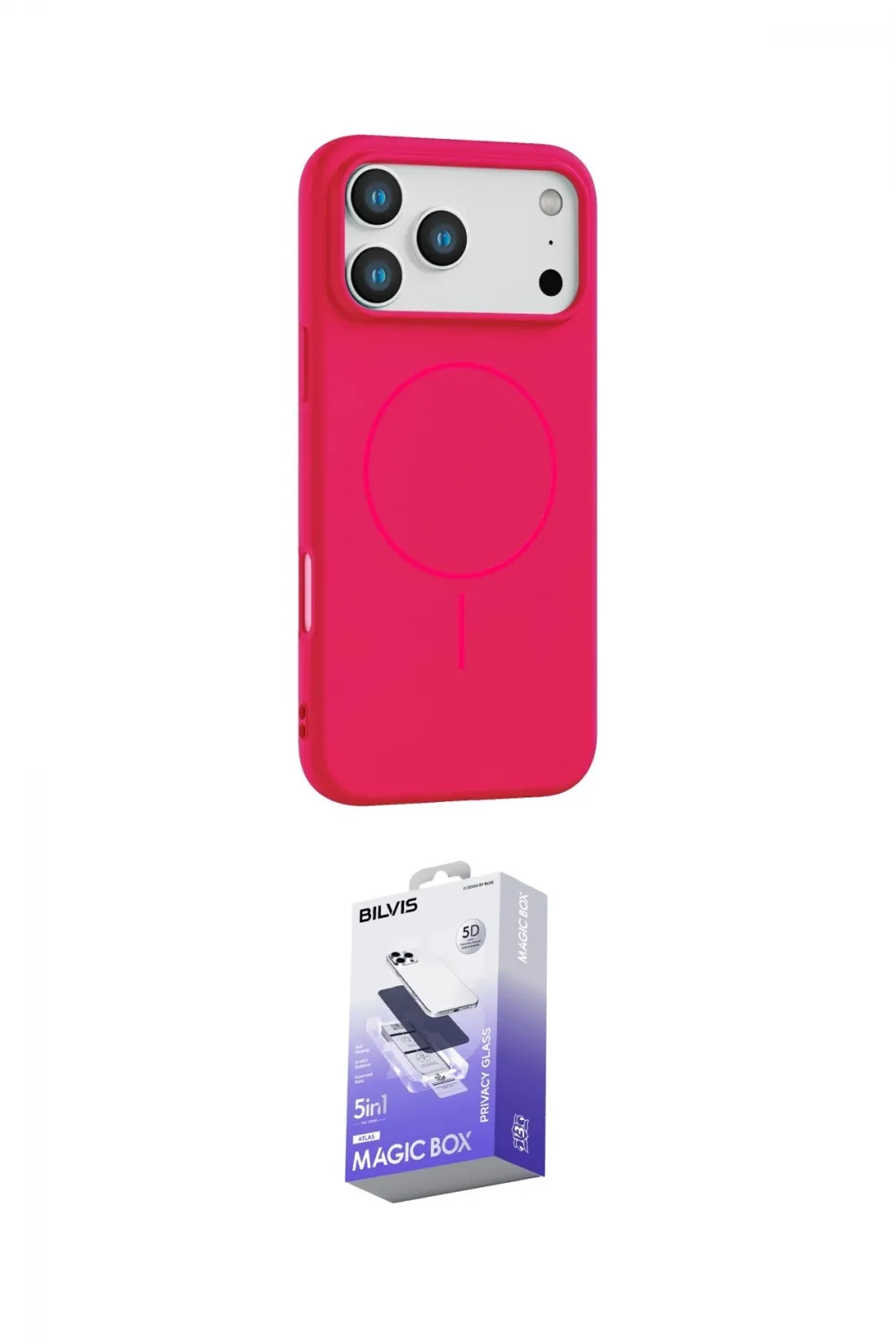 ieg™ iPhone 17 Pro Max Kılıf Yankı Form Serisi - Siyah Bilvis 5in1 5D Magic Hayalet Cam Ekran Koruyucu