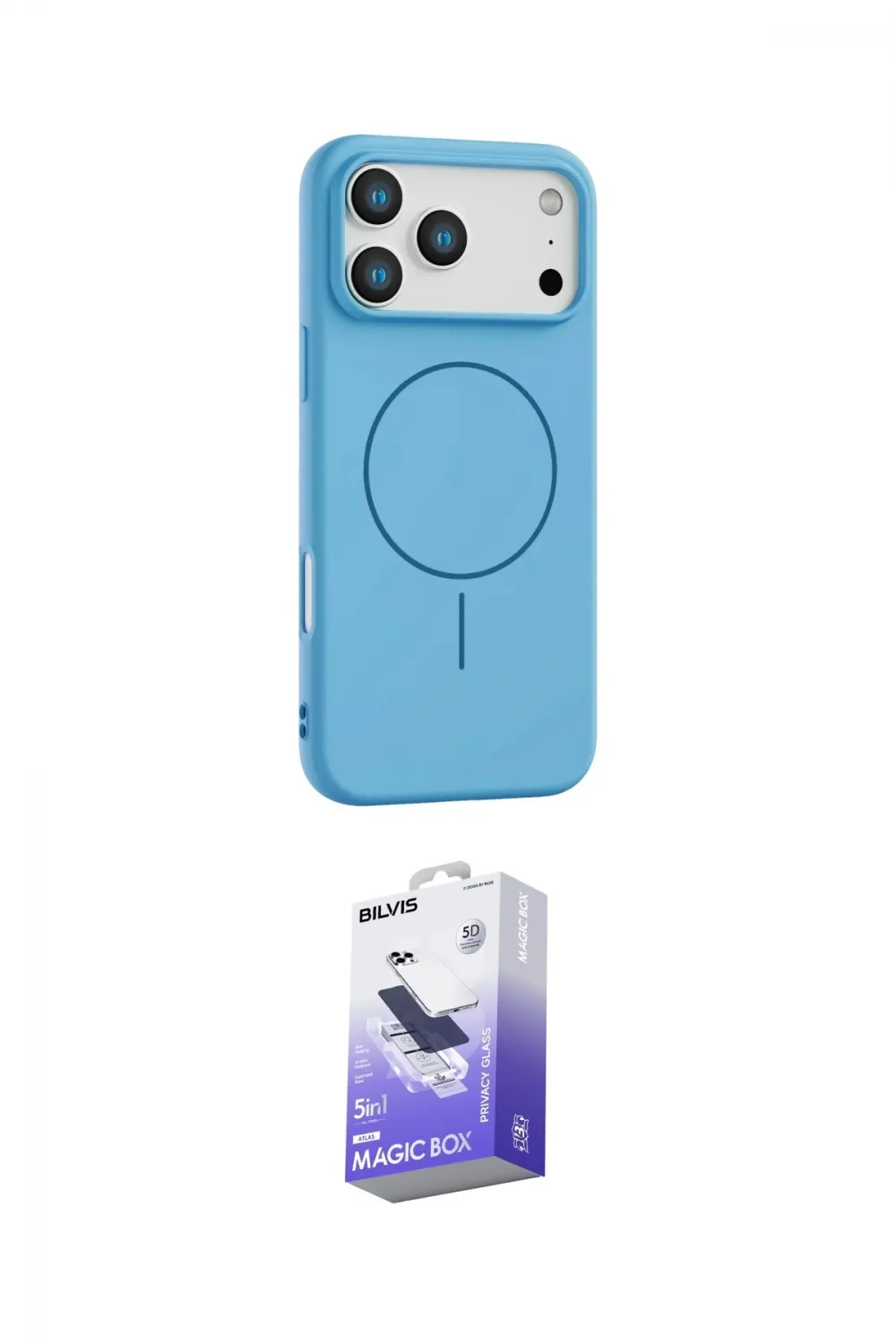 ieg™ iPhone 17 Pro Max Kılıf Yankı Form Serisi - Siyah Bilvis 5in1 5D Magic Hayalet Cam Ekran Koruyucu