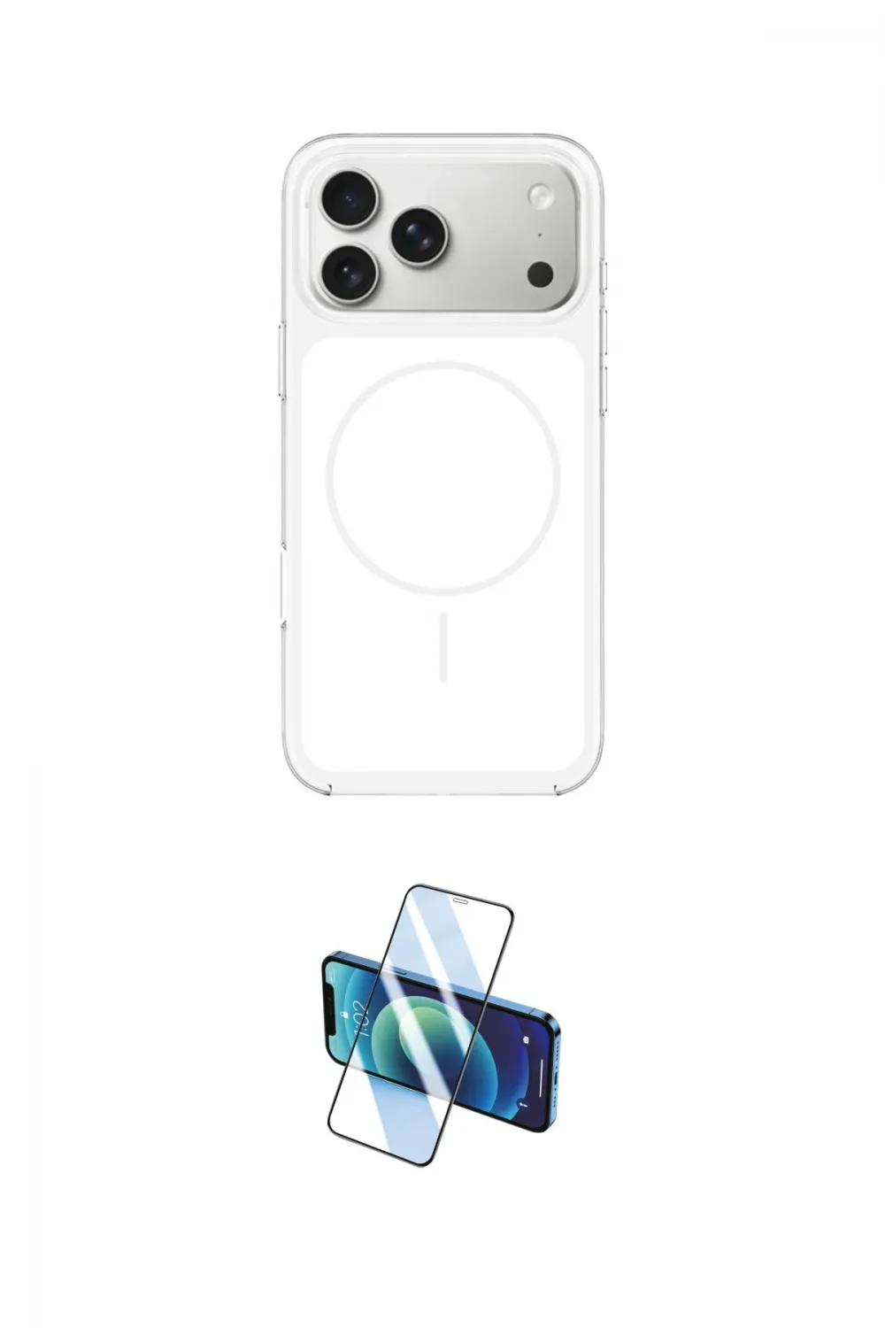ieg™ iPhone 17 Pro Max Kılıf Yankı Minimal Serisi - Siyah 3D Antistatik Cam Ekran Koruyucu