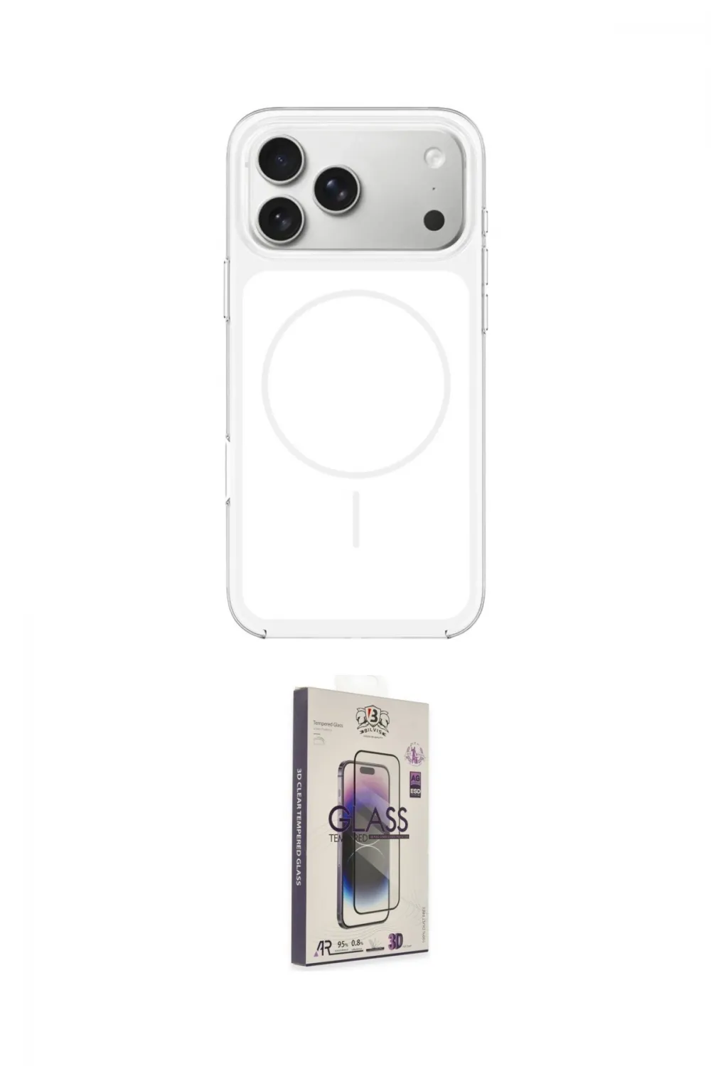 ieg™ iPhone 17 Pro Max Kılıf Yankı Minimal Serisi - Siyah Bilvis 3D Cam Ekran Koruyucu