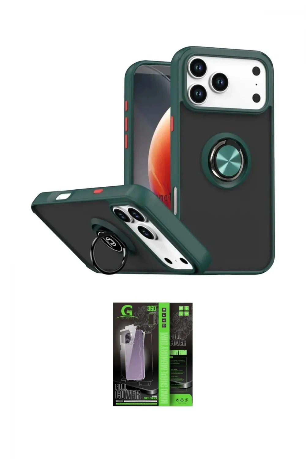 ieg™ iPhone 17 Pro Max Kılıf Yörünge Çizgi - Şeffaf 360 Full Body Arka Koruyucu