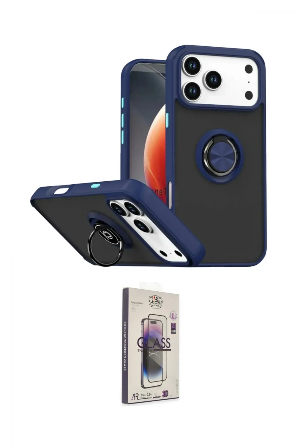 ieg™ iPhone 17 Pro Max Kılıf Yörünge Çizgi - Siyah Bilvis 3D Cam Ekran Koruyucu