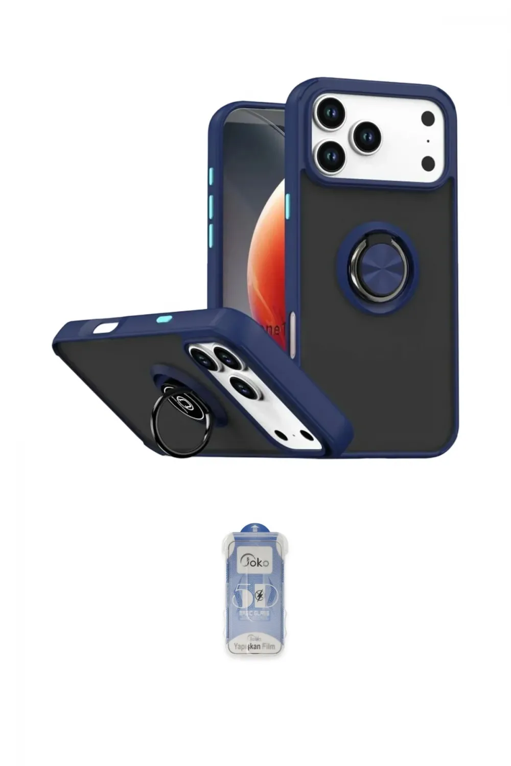 ieg™ iPhone 17 Pro Max Kılıf Yörünge Çizgi - Siyah Joko Magic 5D Cam