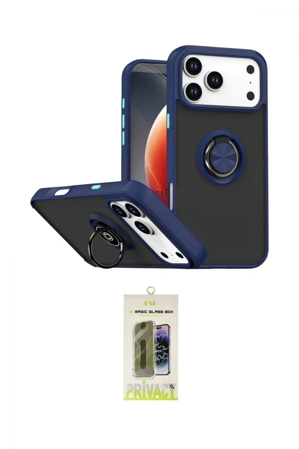 ieg™ iPhone 17 Pro Max Kılıf Yörünge Çizgi - Siyah Joko Magic 5D Hayalet Cam
