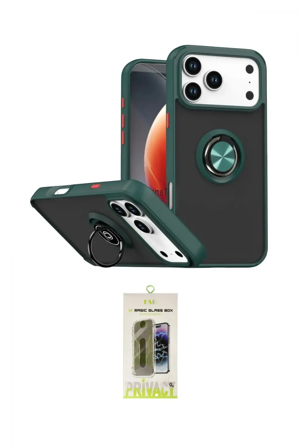 ieg™ iPhone 17 Pro Max Kılıf Yörünge Çizgi - Siyah Joko Magic 5D Hayalet Cam