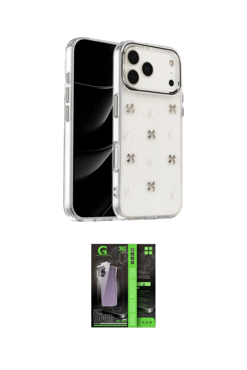 ieg™ iPhone 17 Pro Max Kılıf Yörünge Form - Şeffaf 360 Full Body Arka Koruyucu