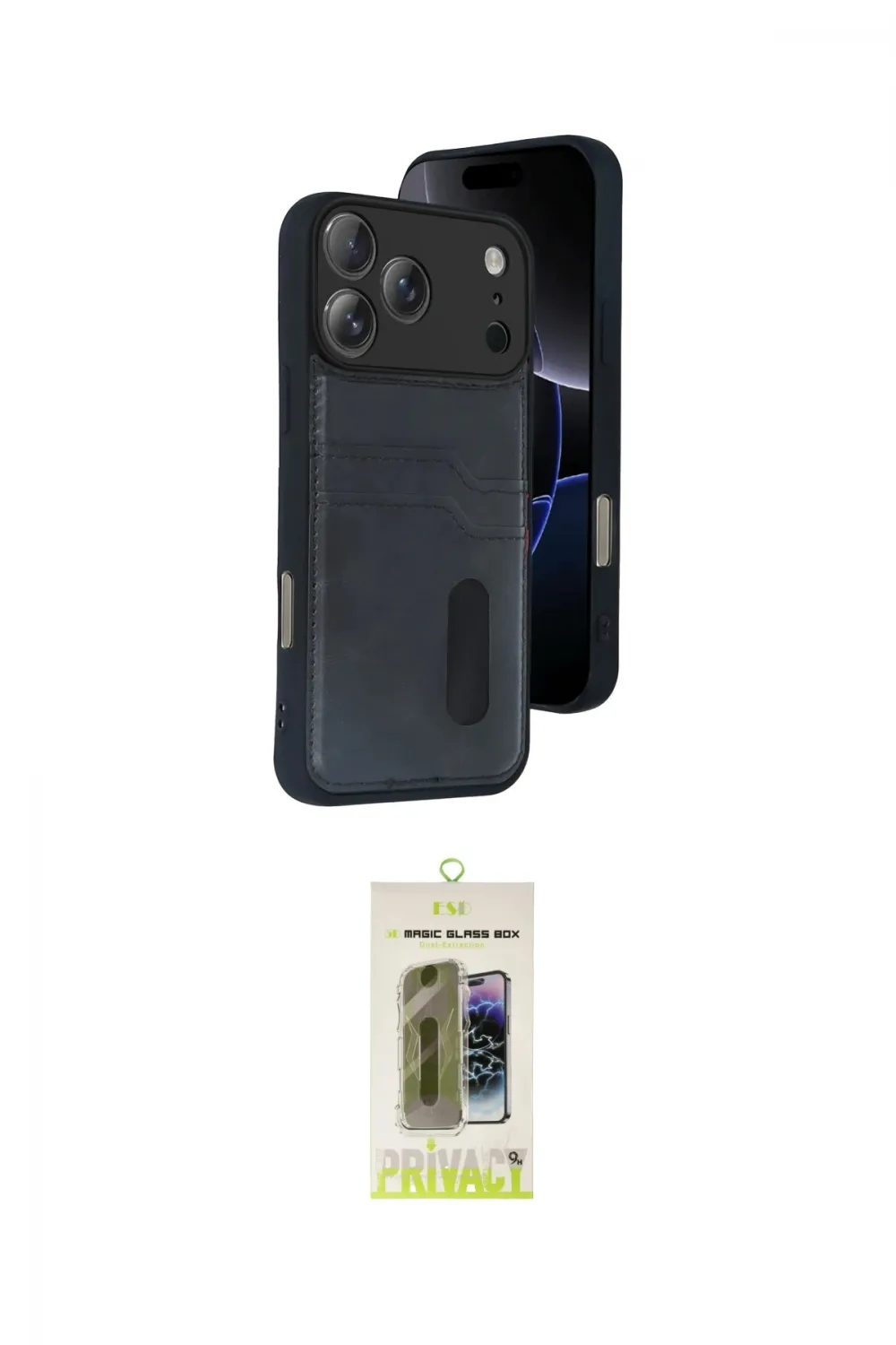 ieg™ iPhone 17 Pro Max Kılıf Yörünge Işık Serisi - Siyah Joko Magic 5D Hayalet Cam