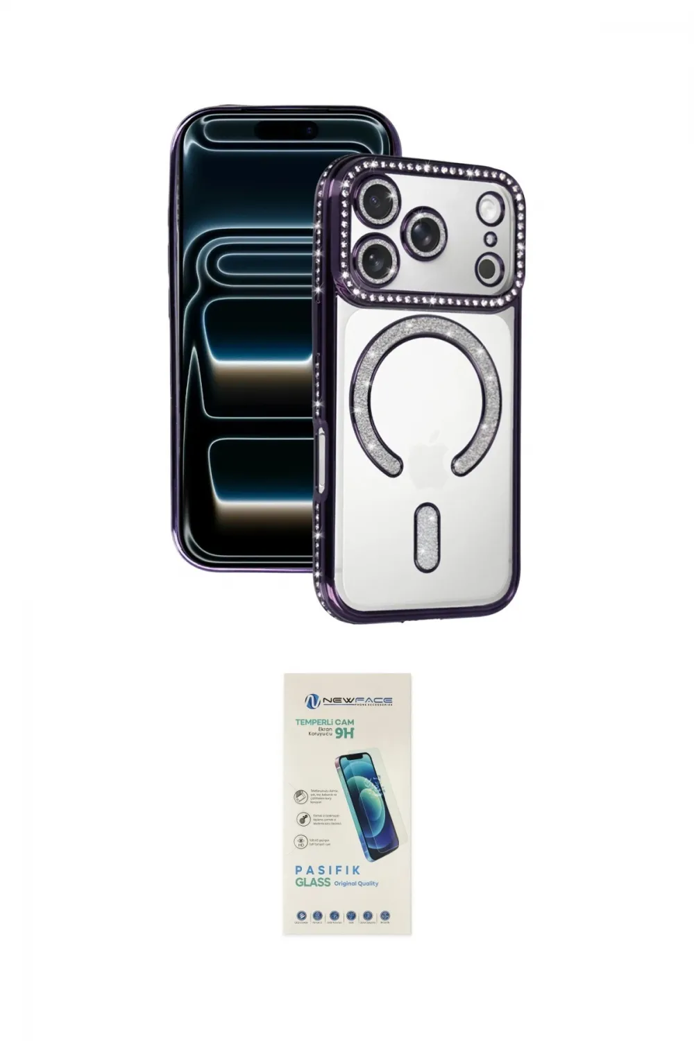 ieg™ iPhone 17 Pro Max Kılıf Zirve Doku Prime - Şeffaf Pasifik Cam Ekran Koruyucu