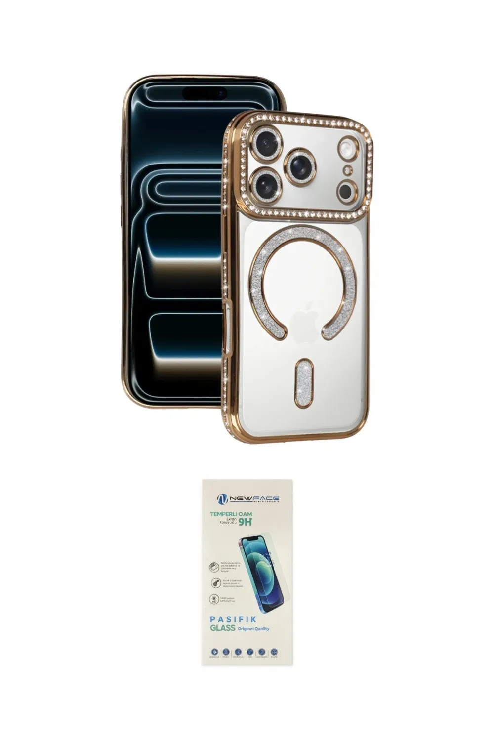 ieg™ iPhone 17 Pro Max Kılıf Zirve Doku Prime - Şeffaf Pasifik Cam Ekran Koruyucu