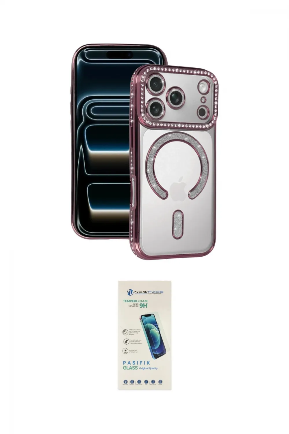 ieg™ iPhone 17 Pro Max Kılıf Zirve Doku Prime - Şeffaf Pasifik Cam Ekran Koruyucu