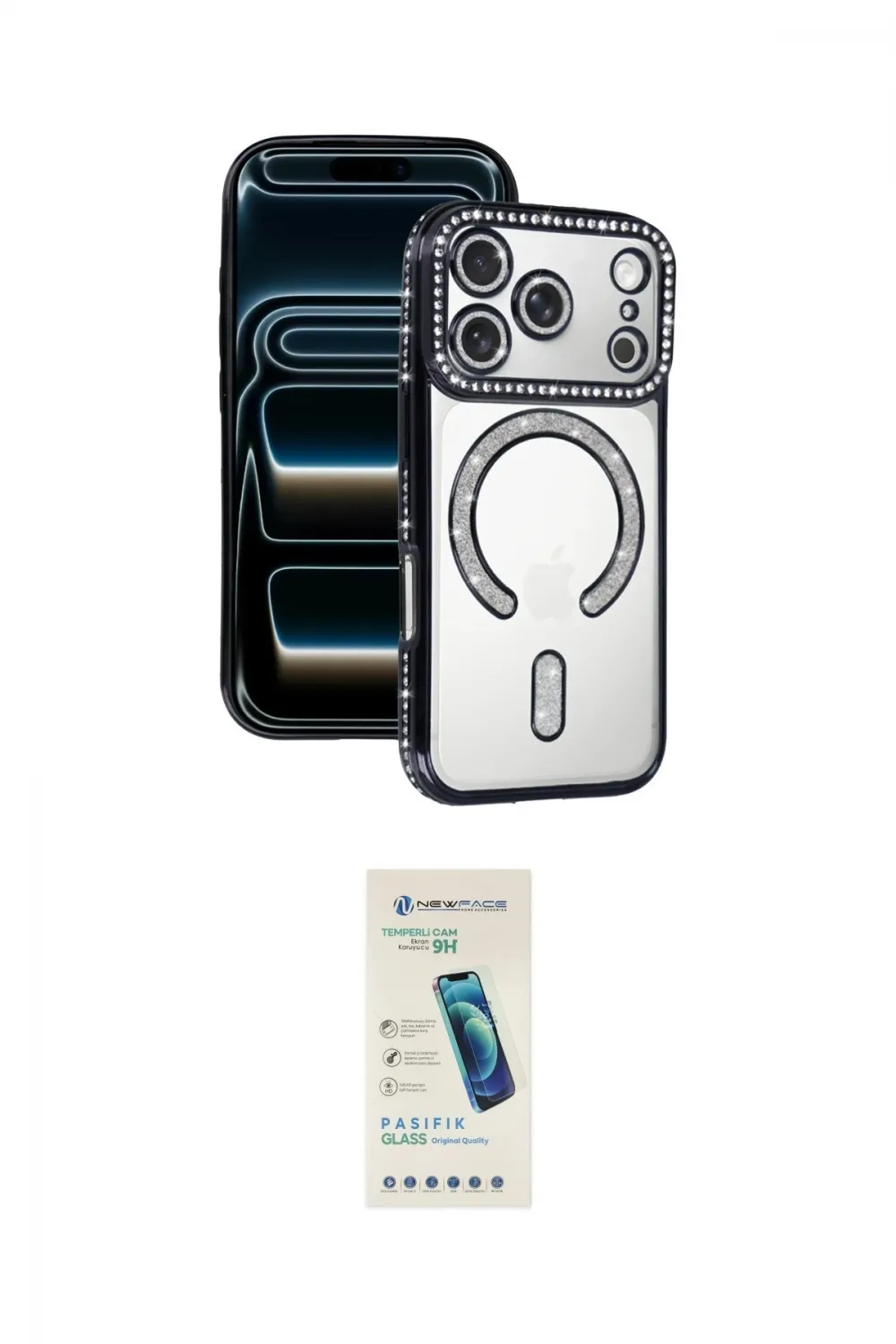 ieg™ iPhone 17 Pro Max Kılıf Zirve Doku Prime - Şeffaf Pasifik Cam Ekran Koruyucu