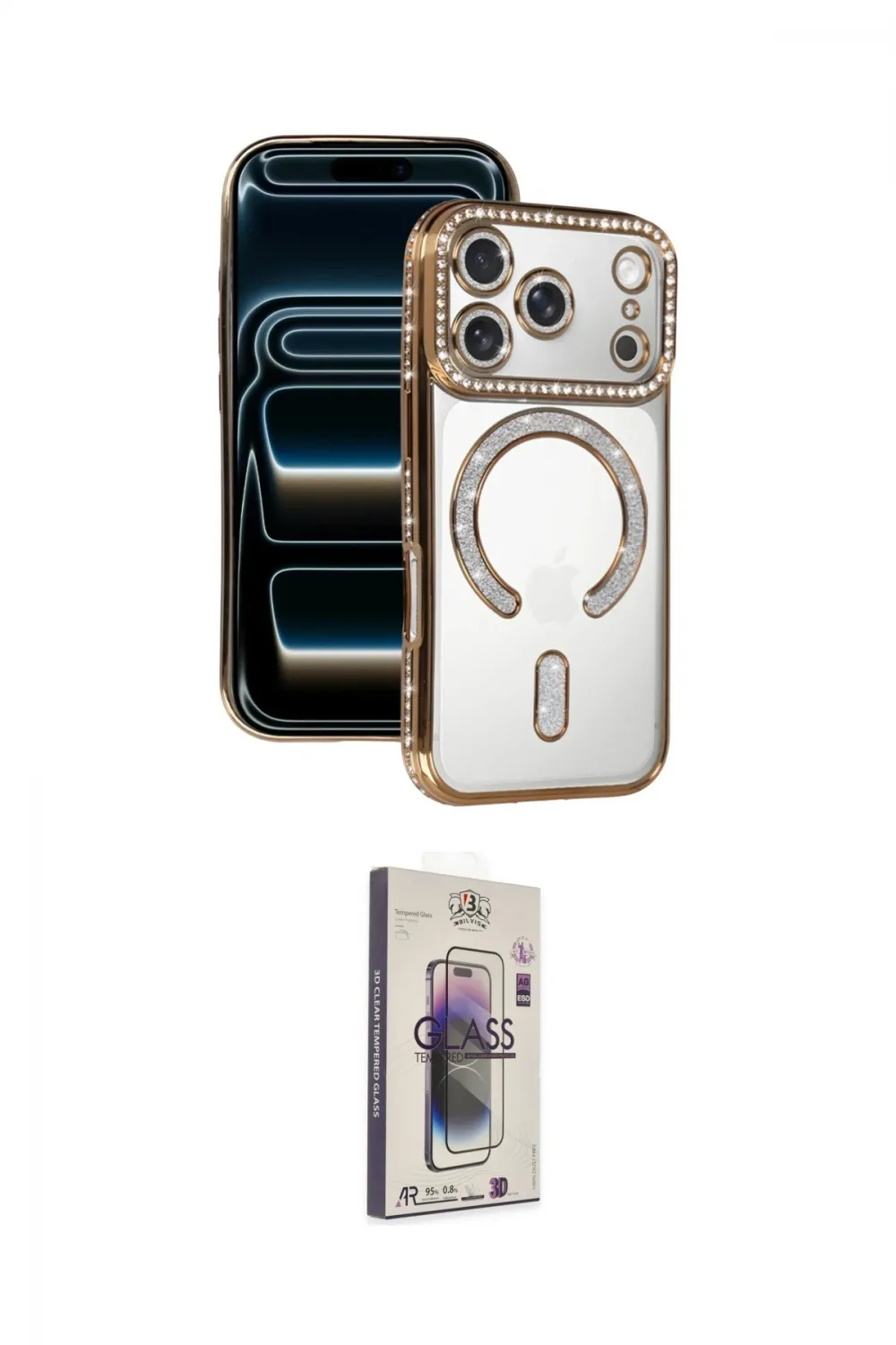 ieg™ iPhone 17 Pro Max Kılıf Zirve Doku Prime - Siyah Bilvis 3D Cam Ekran Koruyucu