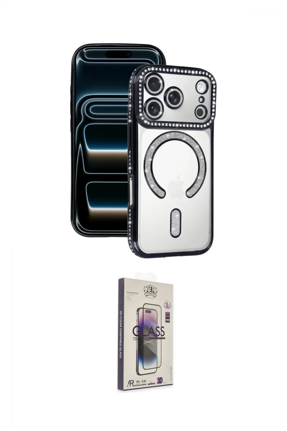 ieg™ iPhone 17 Pro Max Kılıf Zirve Doku Prime - Siyah Bilvis 3D Cam Ekran Koruyucu