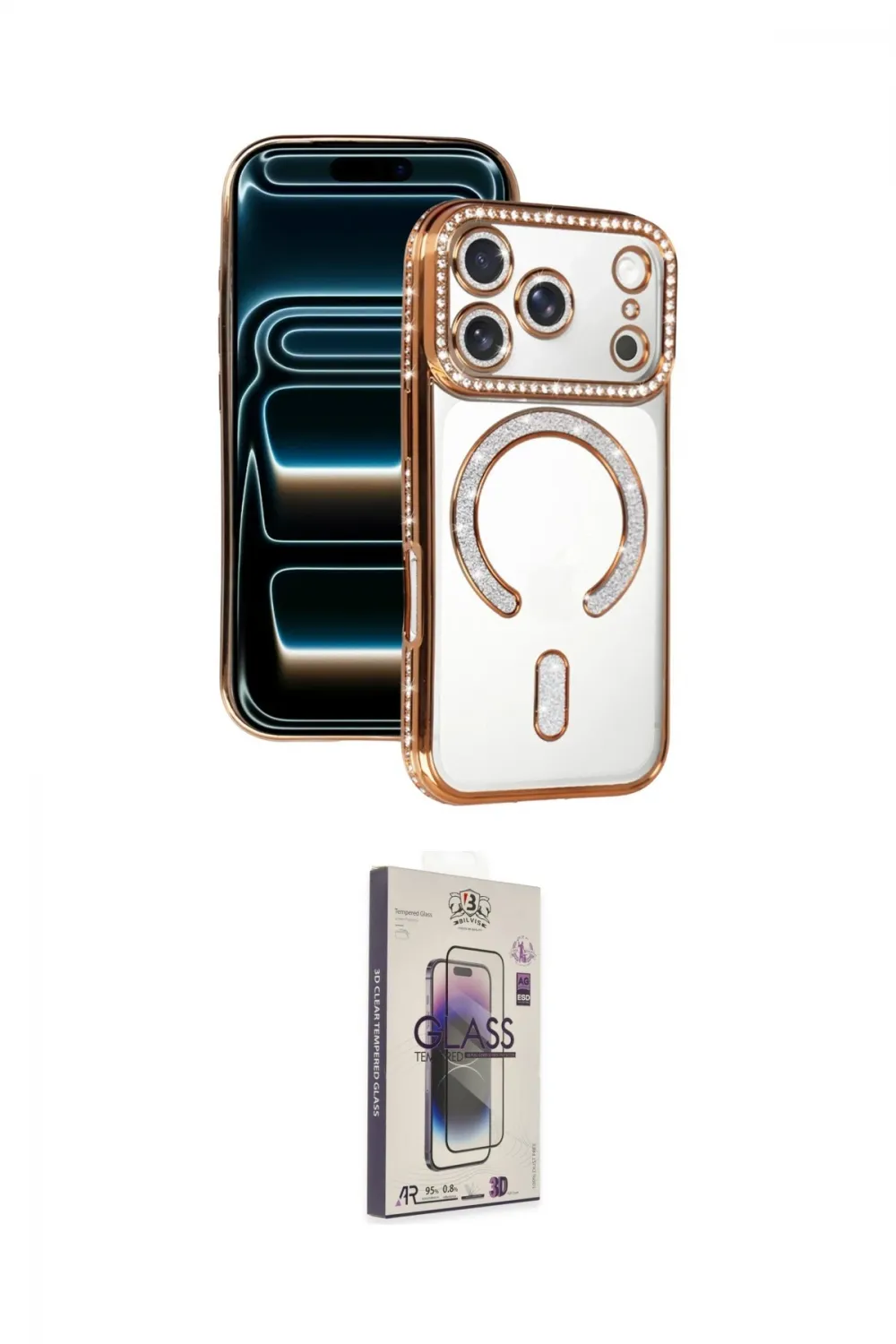 ieg™ iPhone 17 Pro Max Kılıf Zirve Doku Prime - Siyah Bilvis 3D Cam Ekran Koruyucu