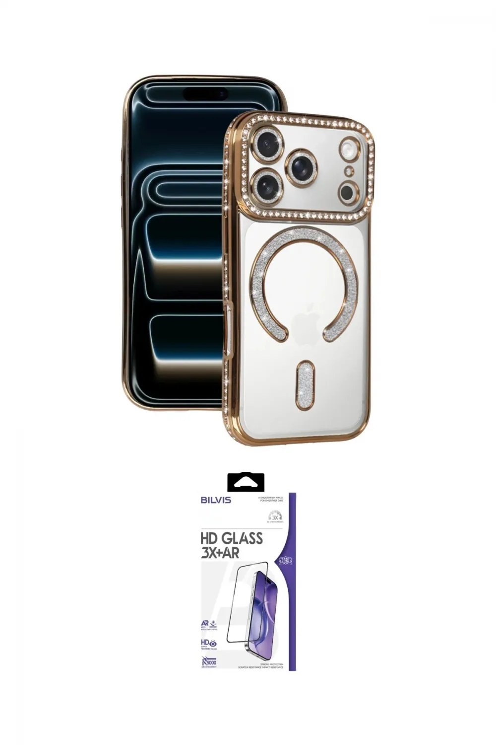 ieg™ iPhone 17 Pro Max Kılıf Zirve Doku Prime - Siyah Bilvis 3X AR HD Cam Ekran Koruyucu