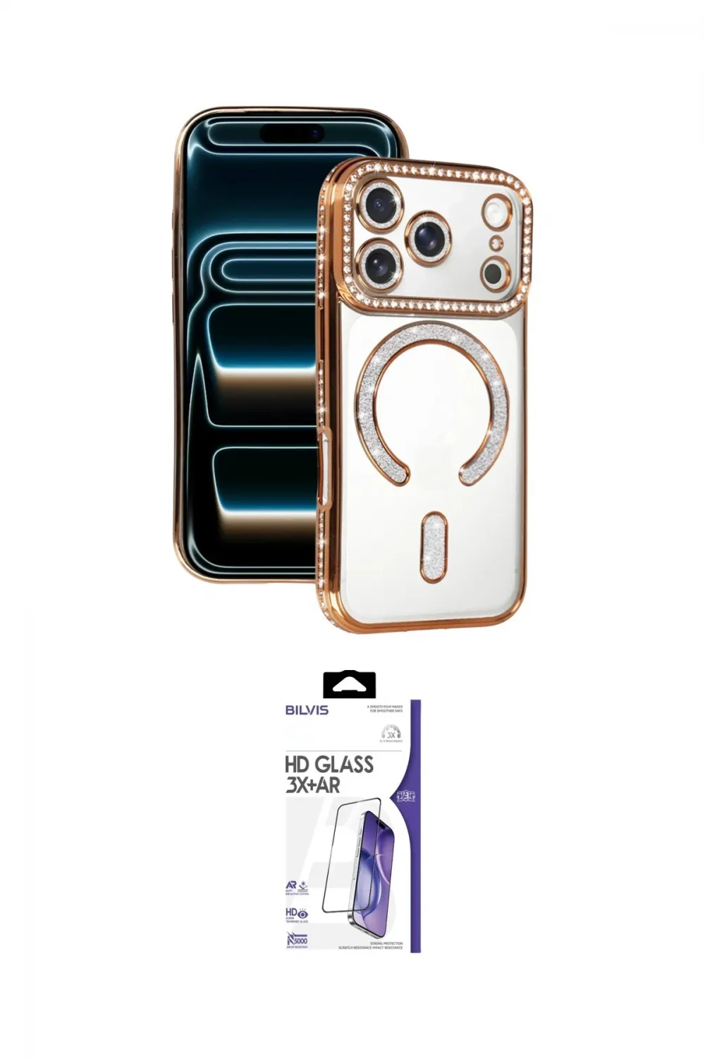 ieg™ iPhone 17 Pro Max Kılıf Zirve Doku Prime - Siyah Bilvis 3X AR HD Cam Ekran Koruyucu