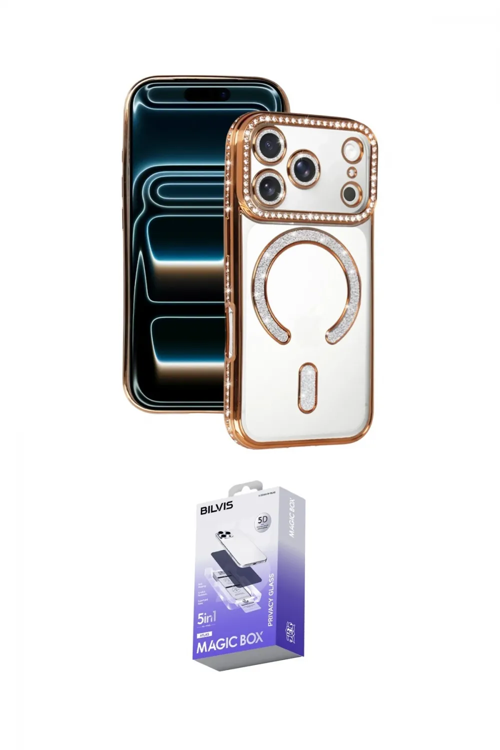ieg™ iPhone 17 Pro Max Kılıf Zirve Doku Prime - Siyah Bilvis 5in1 5D Magic Hayalet Cam Ekran Koruyucu