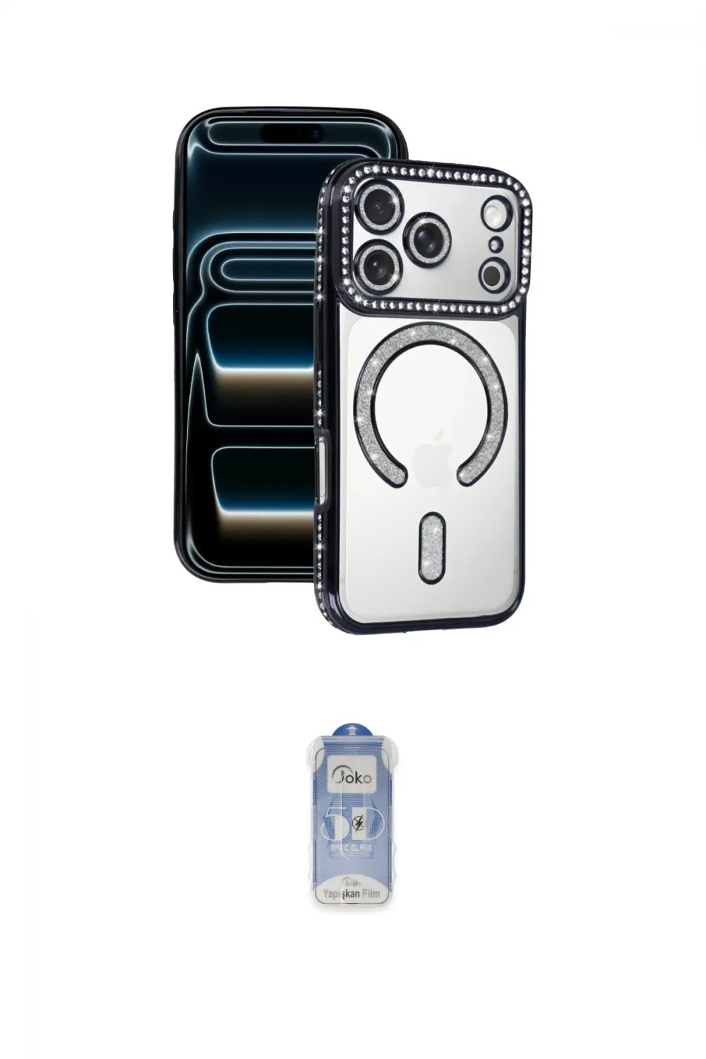 ieg™ iPhone 17 Pro Max Kılıf Zirve Doku Prime - Siyah Joko Magic 5D Cam
