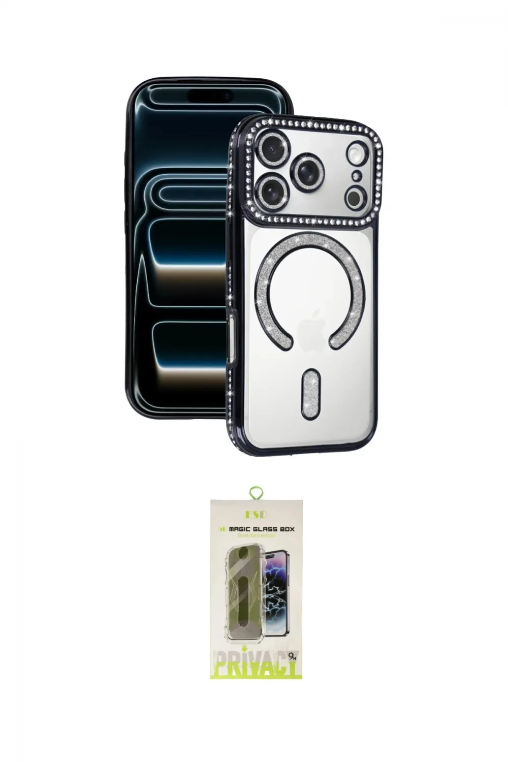 ieg™ iPhone 17 Pro Max Kılıf Zirve Doku Prime - Siyah Joko Magic 5D Hayalet Cam