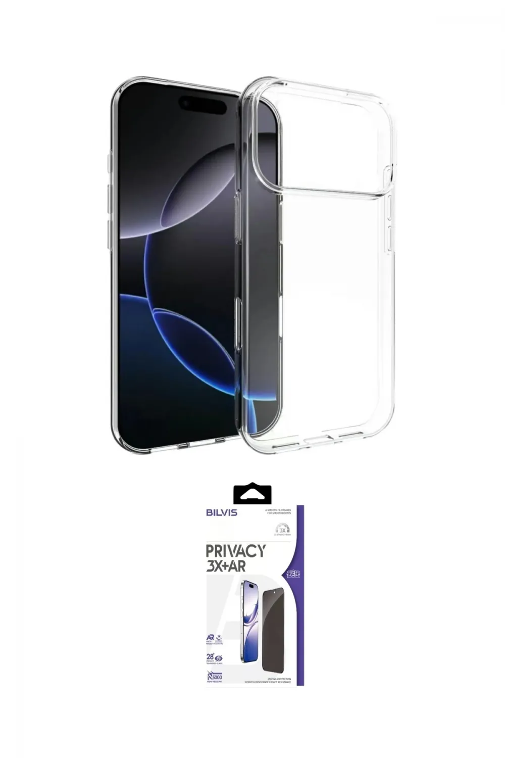 ieg™ iPhone 17 Pro Max Kılıf Zirve Doku - Siyah Bilvis 3X AR Hayalet Cam Ekran Koruyucu