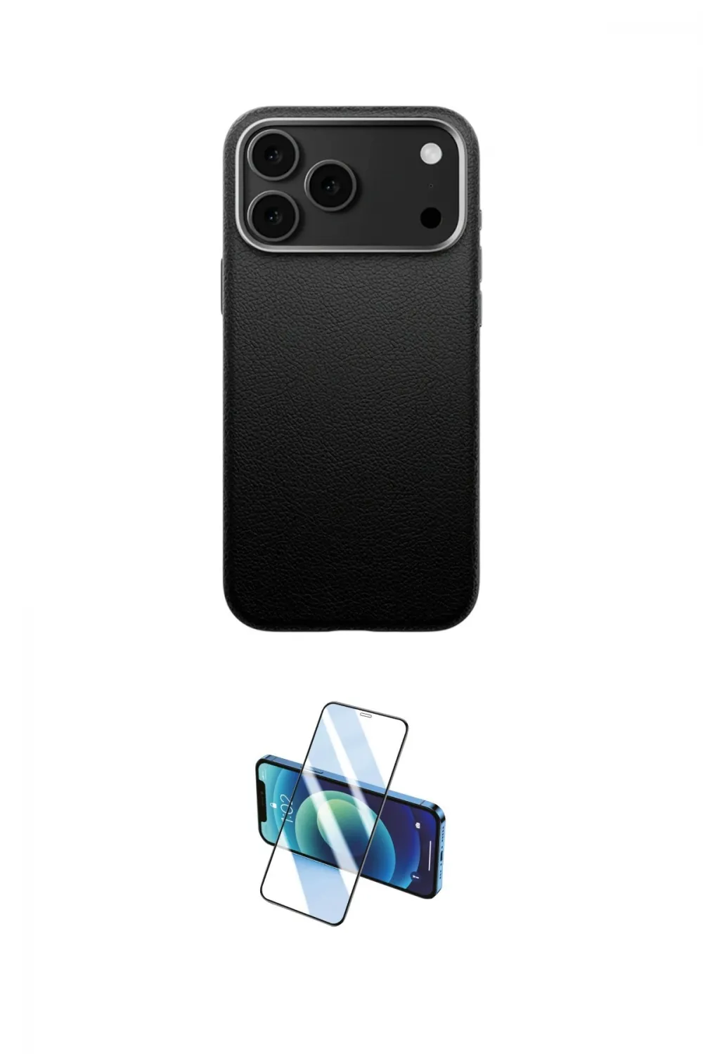ieg™ iPhone 17 Pro Max Kılıf Zirve Modern Prime - Siyah 3D Antistatik Cam Ekran Koruyucu
