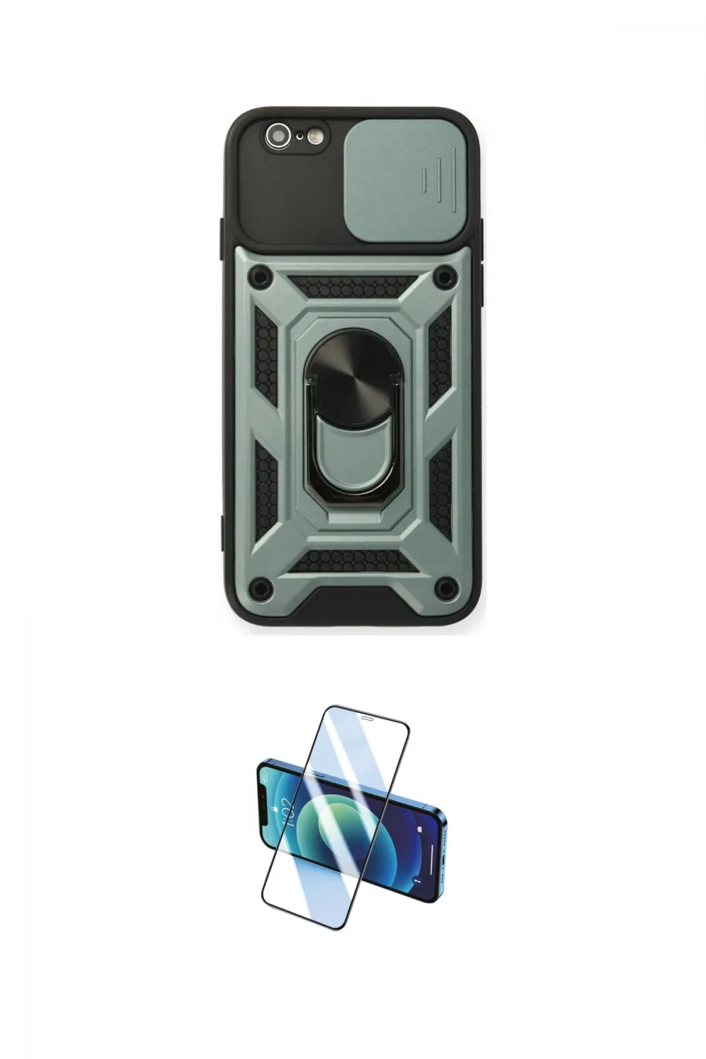 ieg™ iPhone 6 Kılıf Ahenk Klasik - Siyah 3D Antistatik Cam Ekran Koruyucu