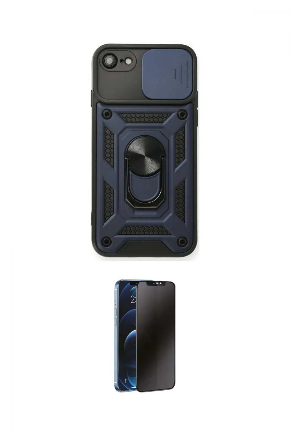 ieg™ iPhone 7 Kılıf Ahenk Klasik - Siyah 3D Antistatik Hayalet Cam Ekran Koruyucu