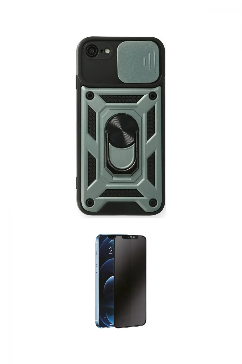 ieg™ iPhone 7 Kılıf Ahenk Klasik - Siyah 3D Antistatik Hayalet Cam Ekran Koruyucu