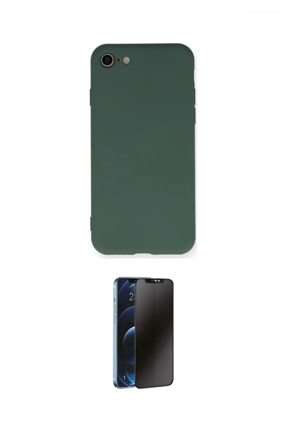 ieg™ iPhone 7 Kılıf Ahenk Serisi - Siyah 3D Antistatik Hayalet Cam Ekran Koruyucu