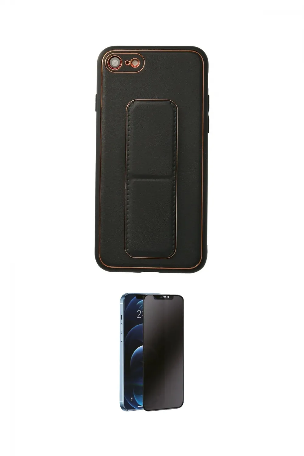 ieg™ iPhone 7 Kılıf Akış Doku - Siyah 3D Antistatik Hayalet Cam Ekran Koruyucu