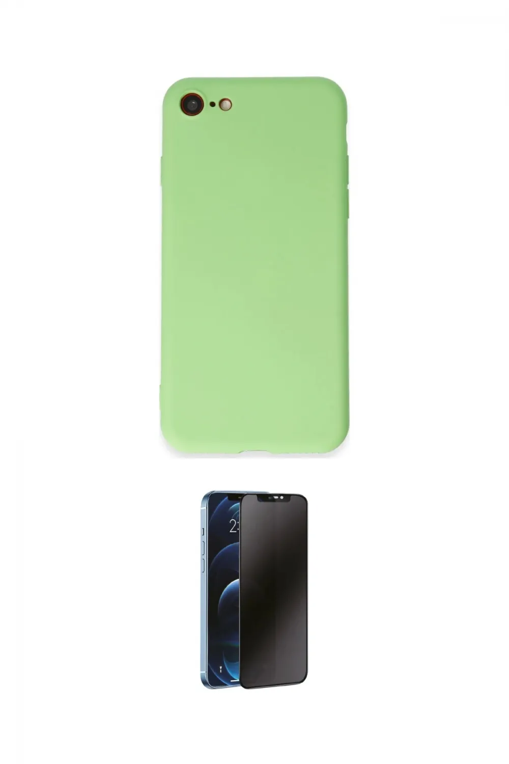 ieg™ iPhone 7 Kılıf Kozmos Yansıma Özel Seri - Siyah 3D Antistatik Hayalet Cam Ekran Koruyucu
