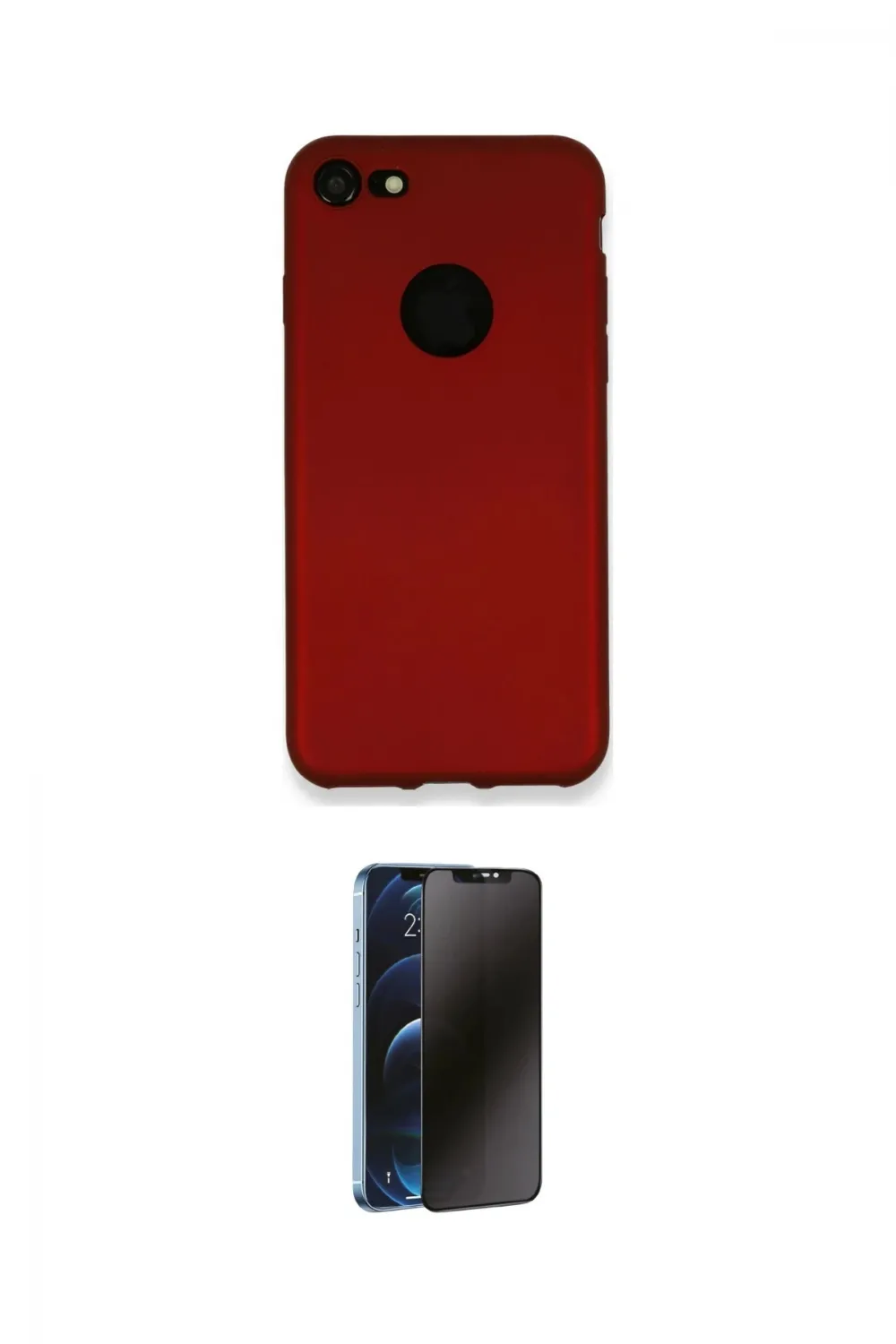 ieg™ iPhone 7 Kılıf Kozmos Yansıma Özel Seri - Siyah 3D Antistatik Hayalet Cam Ekran Koruyucu