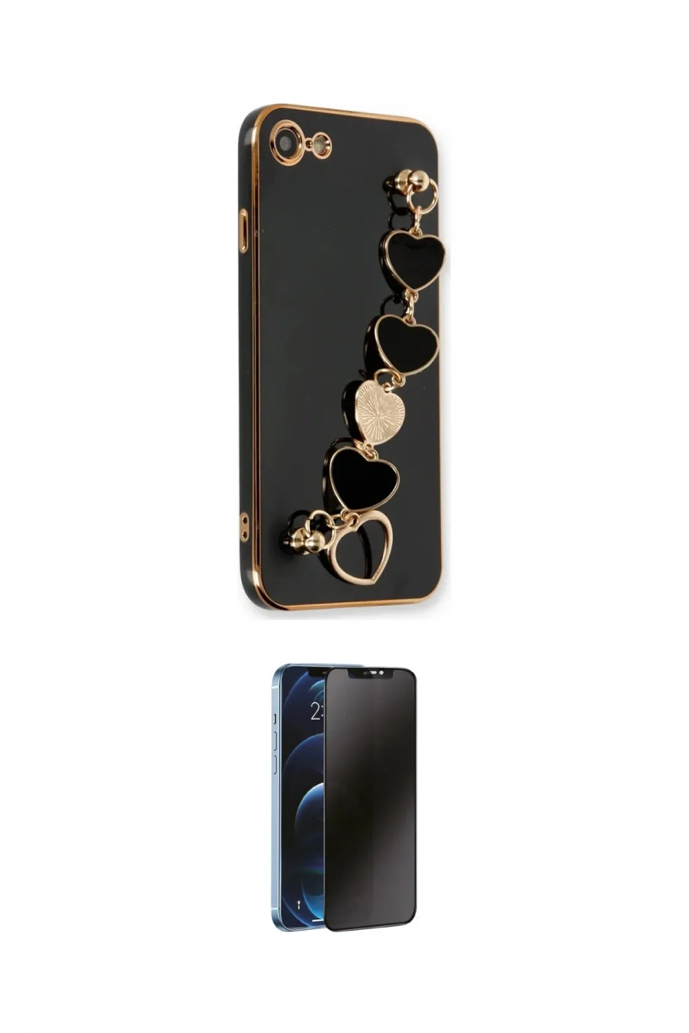 ieg™ iPhone 7 Kılıf Nova Işık Prime - Siyah 3D Antistatik Hayalet Cam Ekran Koruyucu