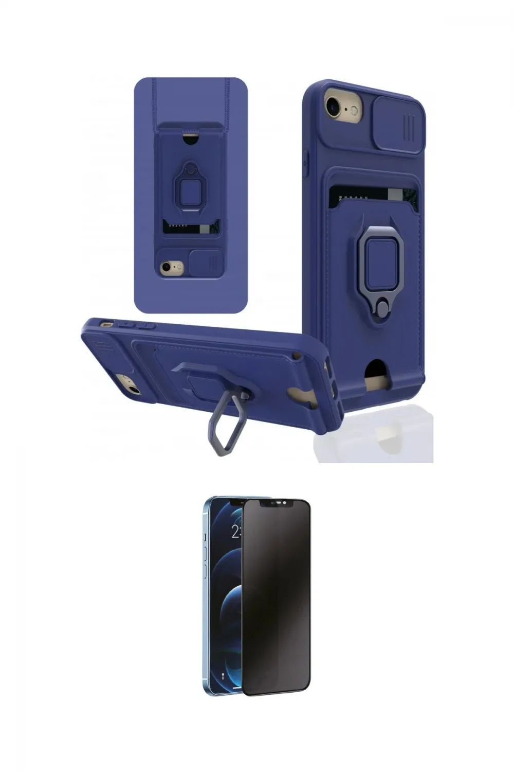 ieg™ iPhone 7 Kılıf Vadi Form Prime - Siyah 3D Antistatik Hayalet Cam Ekran Koruyucu