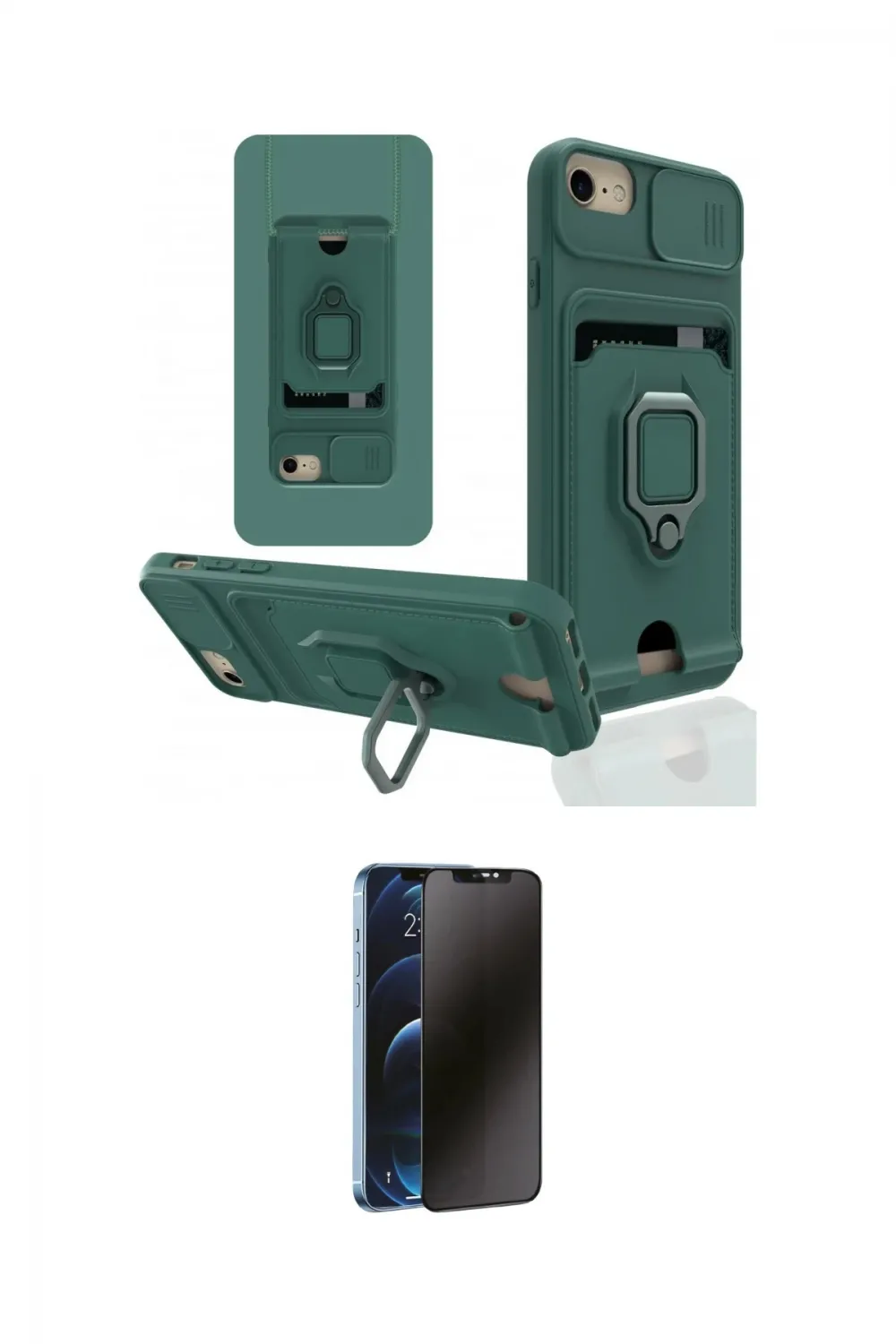 ieg™ iPhone 7 Kılıf Vadi Form Prime - Siyah 3D Antistatik Hayalet Cam Ekran Koruyucu