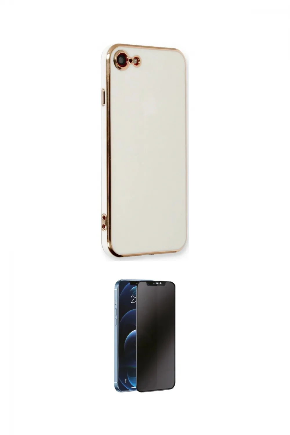 ieg™ iPhone 7 Kılıf Yankı Serisi - Siyah 3D Antistatik Hayalet Cam Ekran Koruyucu