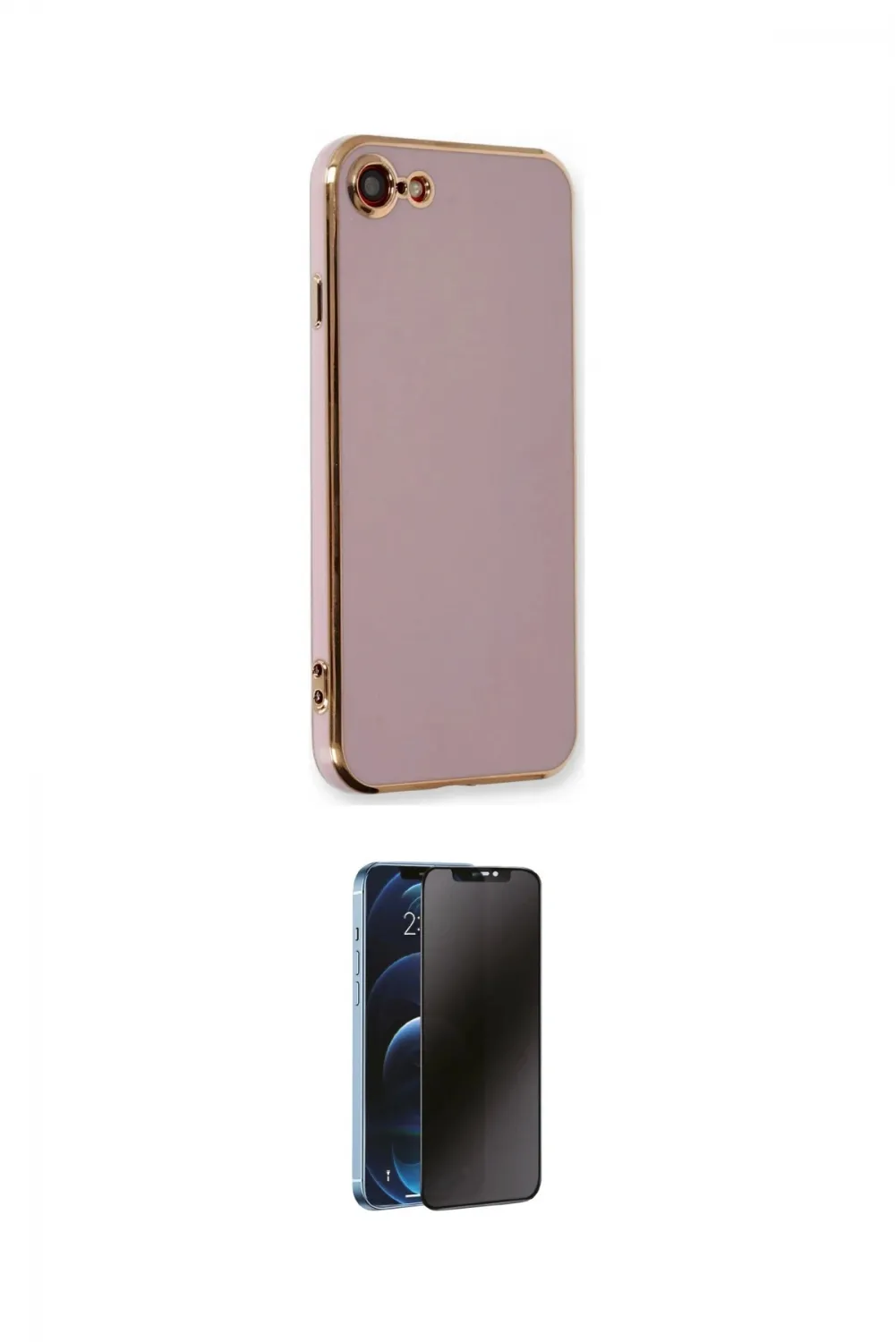 ieg™ iPhone 7 Kılıf Yankı Serisi - Siyah 3D Antistatik Hayalet Cam Ekran Koruyucu