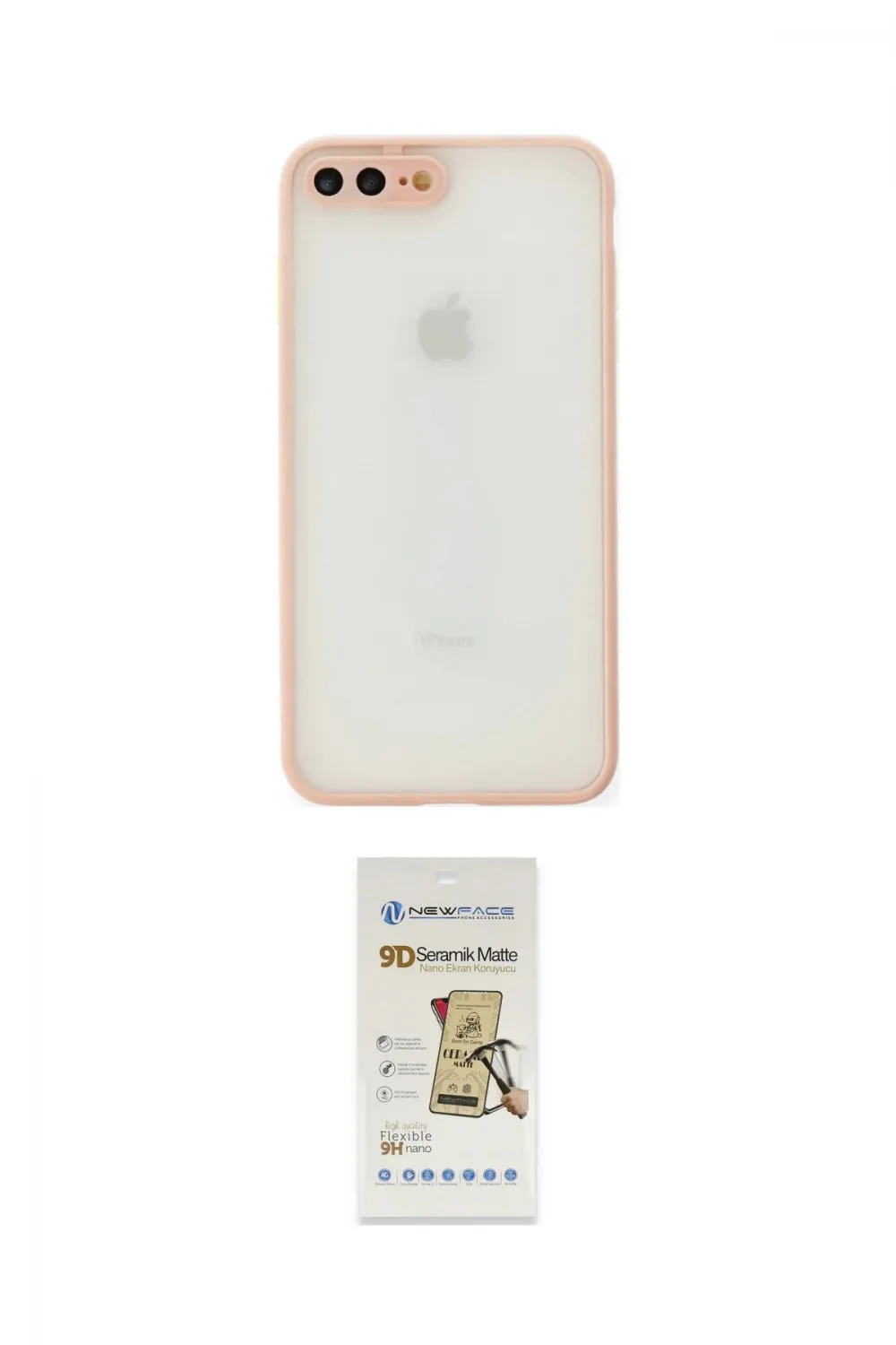 ieg™ iPhone 7 Plus Kılıf Ahenk Çizgi Serisi - Beyaz Mat Seramik Nano Ekran Koruyucu