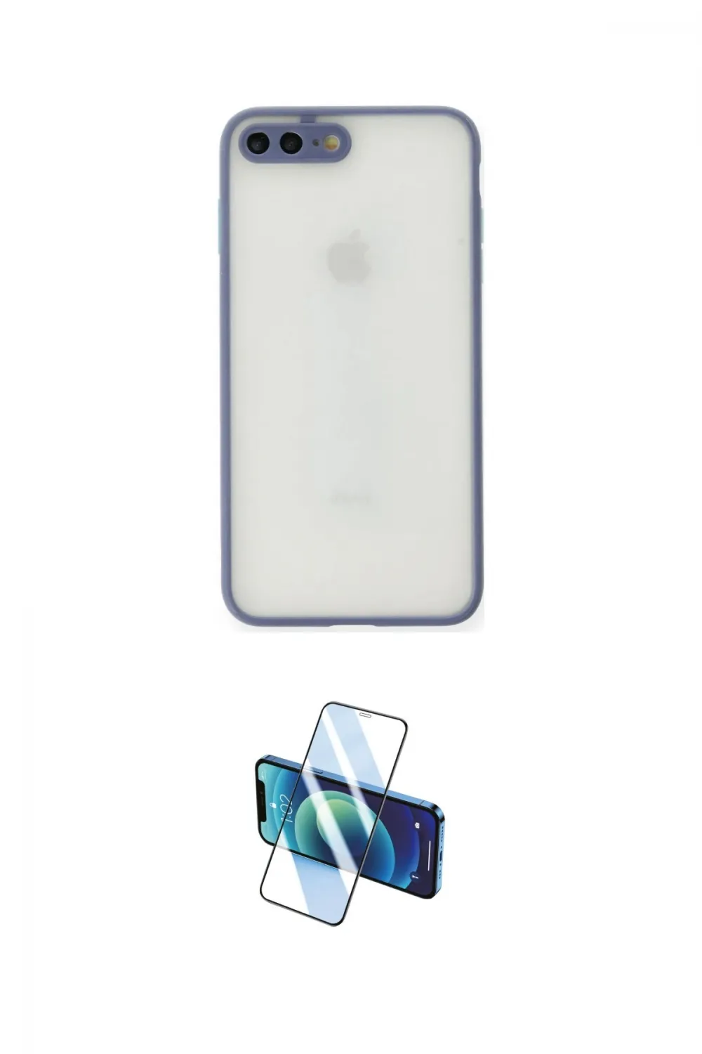 ieg™ iPhone 7 Plus Kılıf Ahenk Çizgi Serisi - Siyah 3D Antistatik Cam Ekran Koruyucu