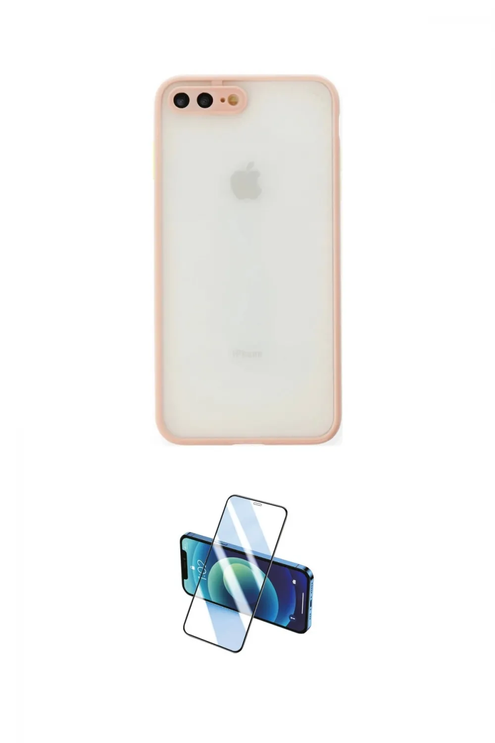 ieg™ iPhone 7 Plus Kılıf Ahenk Çizgi Serisi - Siyah 3D Antistatik Cam Ekran Koruyucu