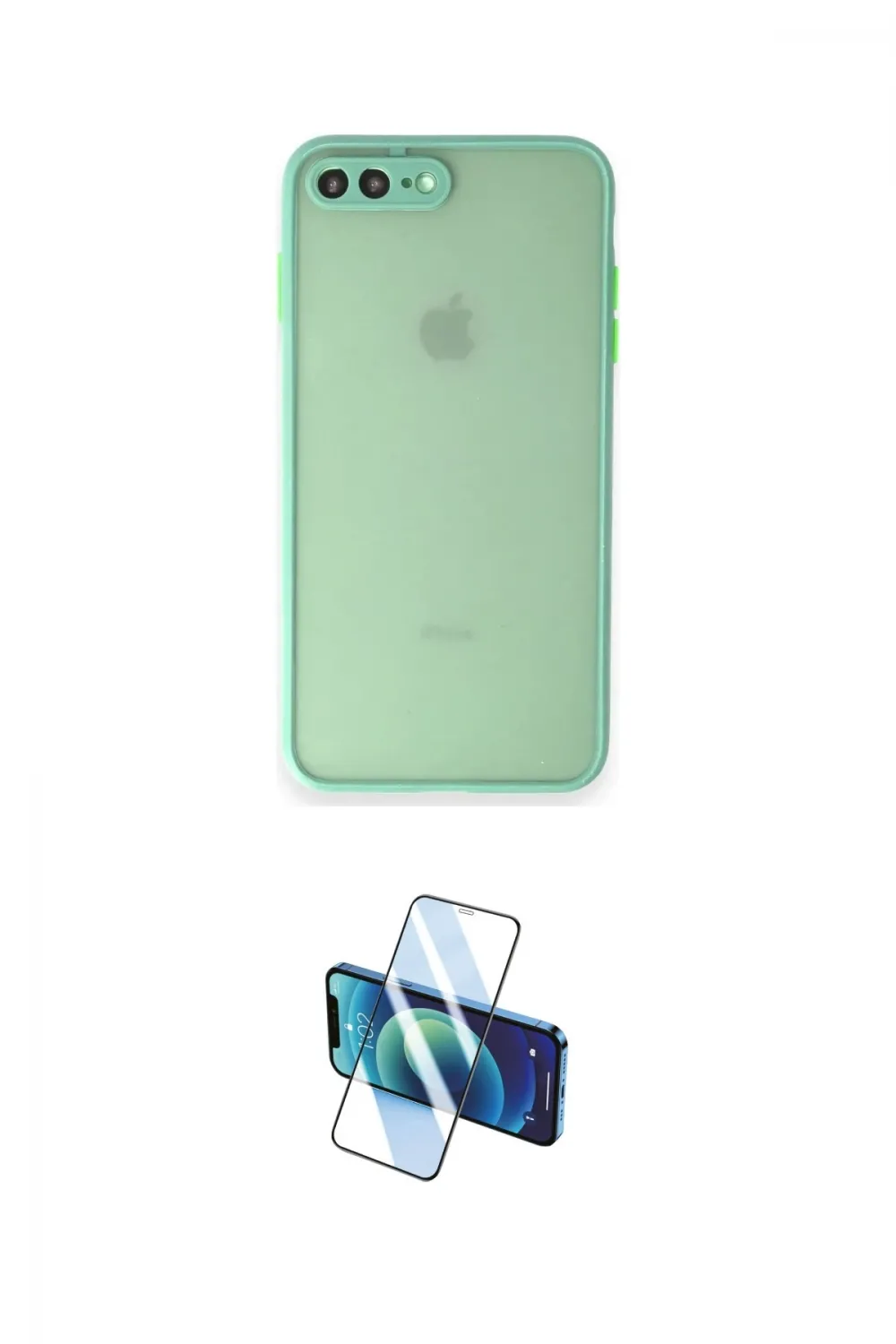 ieg™ iPhone 7 Plus Kılıf Ahenk Çizgi Serisi - Siyah 3D Antistatik Cam Ekran Koruyucu