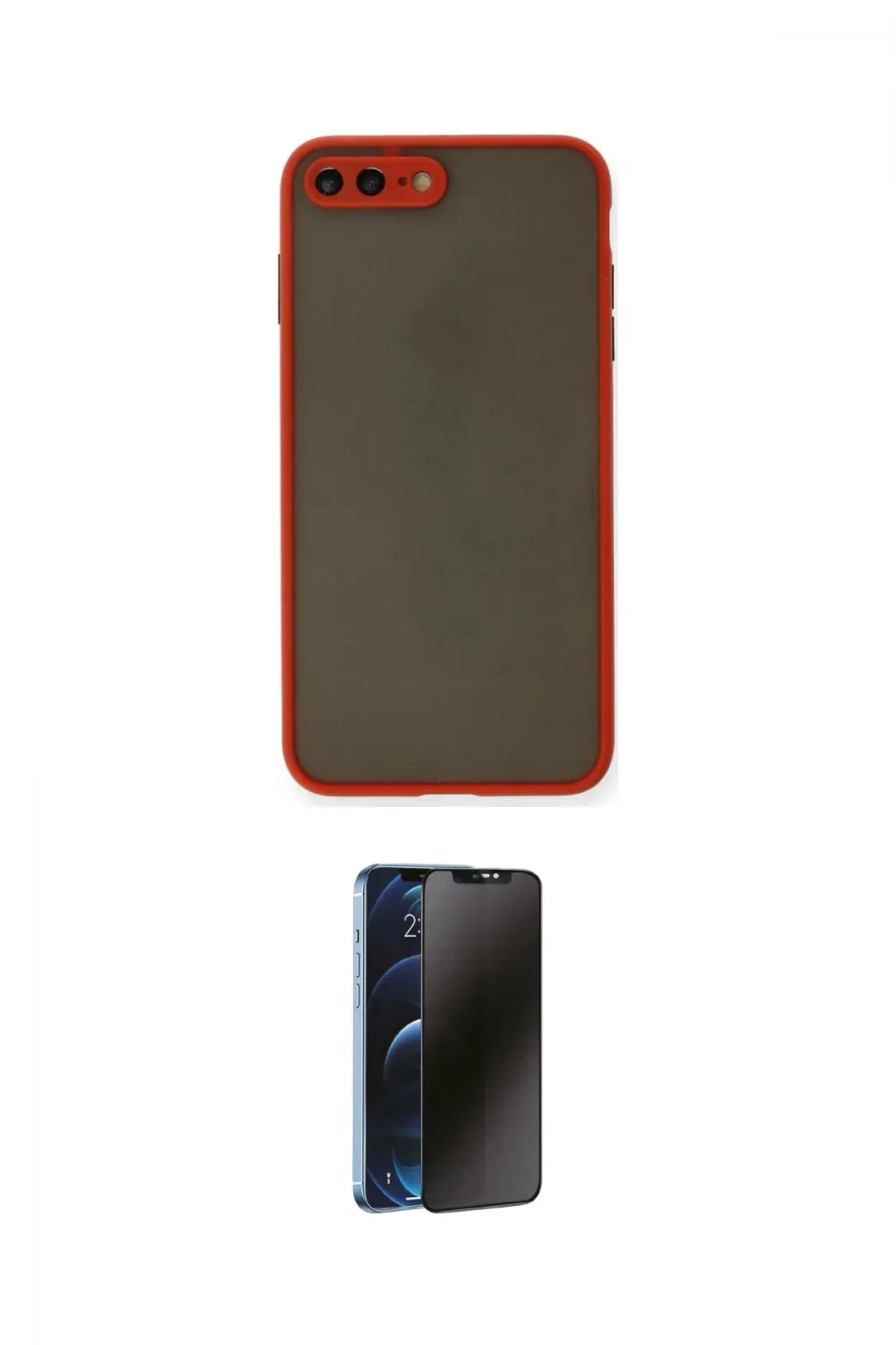 ieg™ iPhone 7 Plus Kılıf Ahenk Çizgi Serisi - Siyah 3D Antistatik Hayalet Cam Ekran Koruyucu