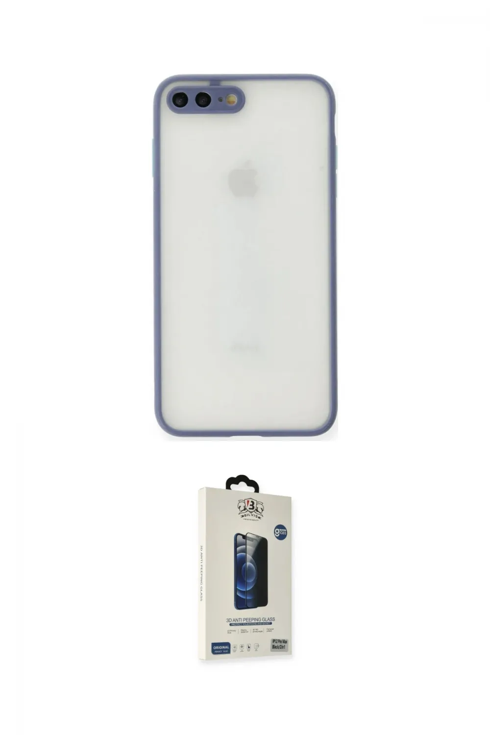 ieg™ iPhone 7 Plus Kılıf Ahenk Çizgi Serisi - Siyah Bilvis Hayalet Cam Ekran Koruyucu